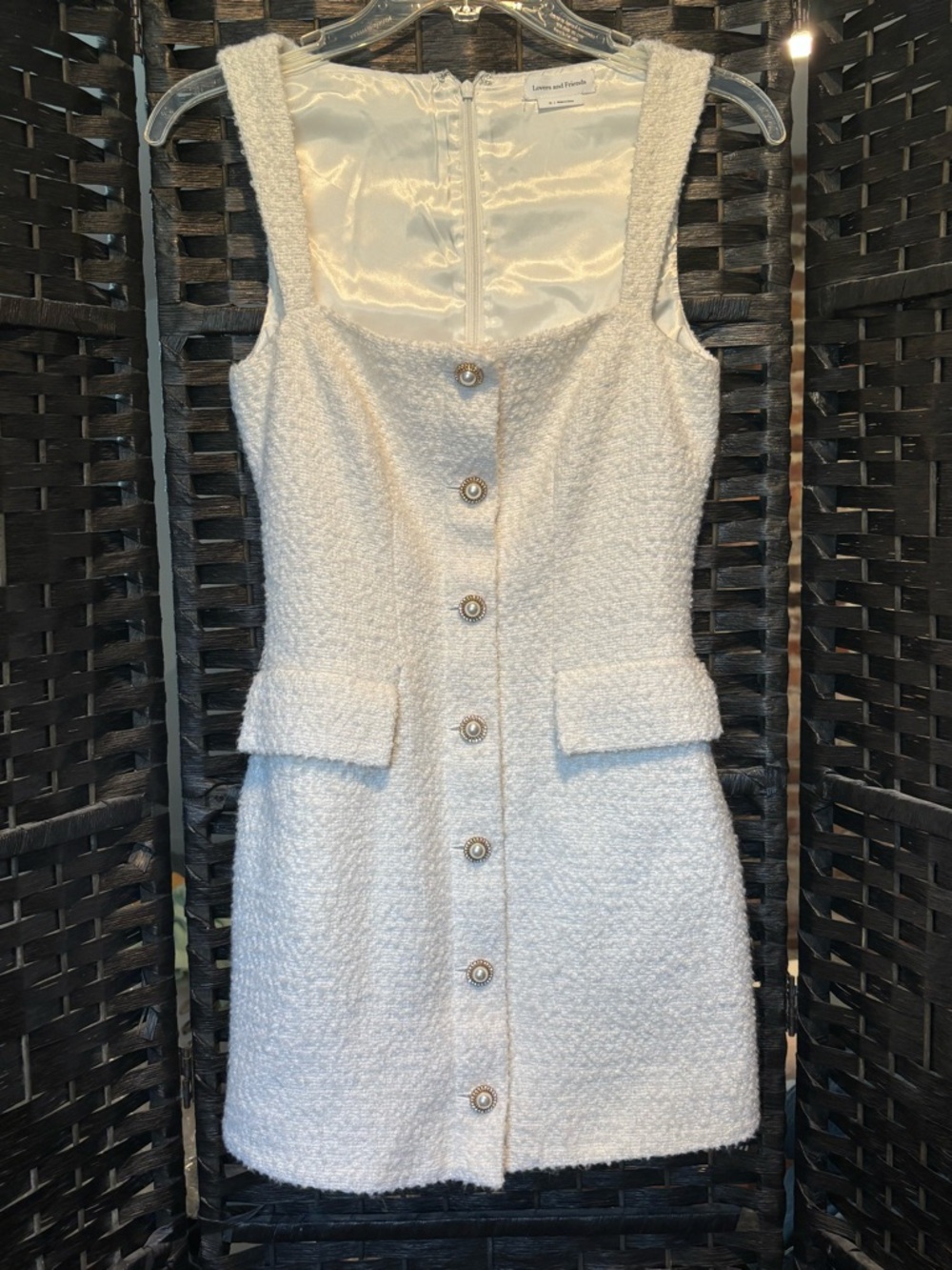 Lovers + Friends Ivory Bouclé Mini Dress with Button Front - Picture 2 of 11